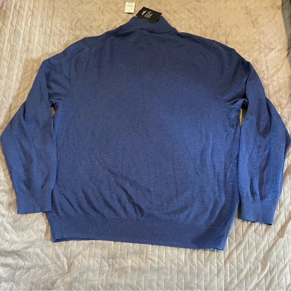 Jos A Banks Traveler 1/4 zip pima cotton‎ sweater mens XL NWT blue